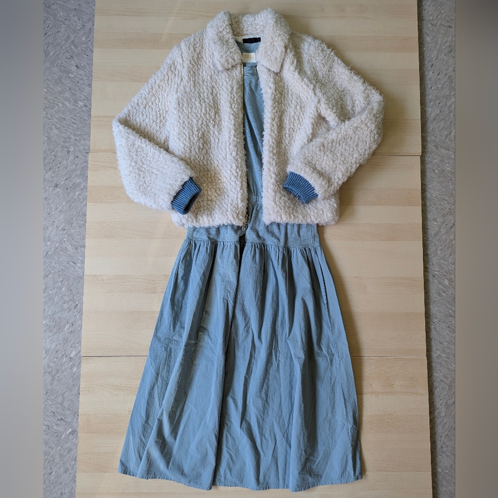 Juicy Couture Black label Medium Sherpa‎ White Bomber Jacket Gold Zipper - Picture 2 of 16